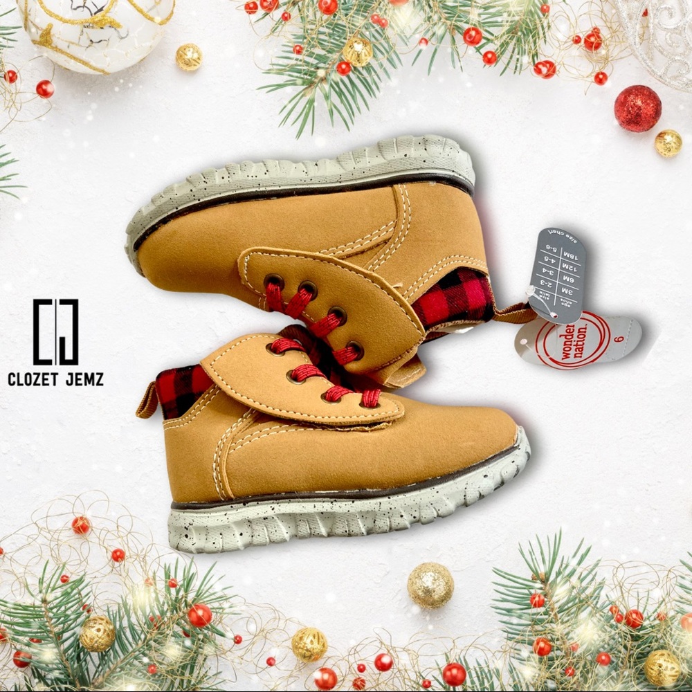 Toddler Size 6 Boy's Khaki & Plaid Boots NWT